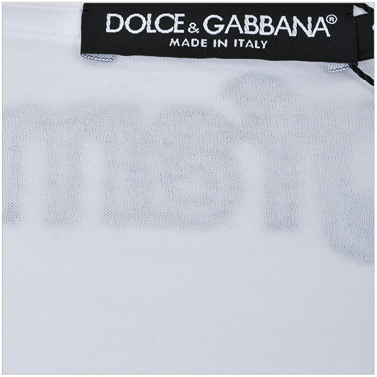 Dolce&Gabbana 杜嘉班纳女士白色纯棉经典logo印花时尚休闲短袖T恤 