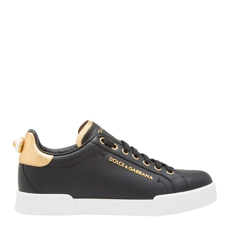 dolce&gabbana 杜嘉班纳 女士黑色皮革休闲鞋运动鞋 ck0159-an298-8e
